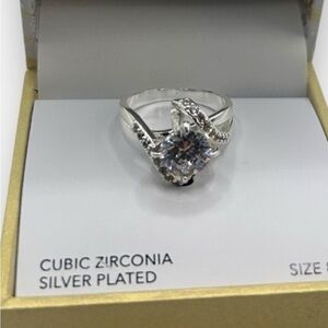 Silver Plated Cubic Zirconia Statement Ring